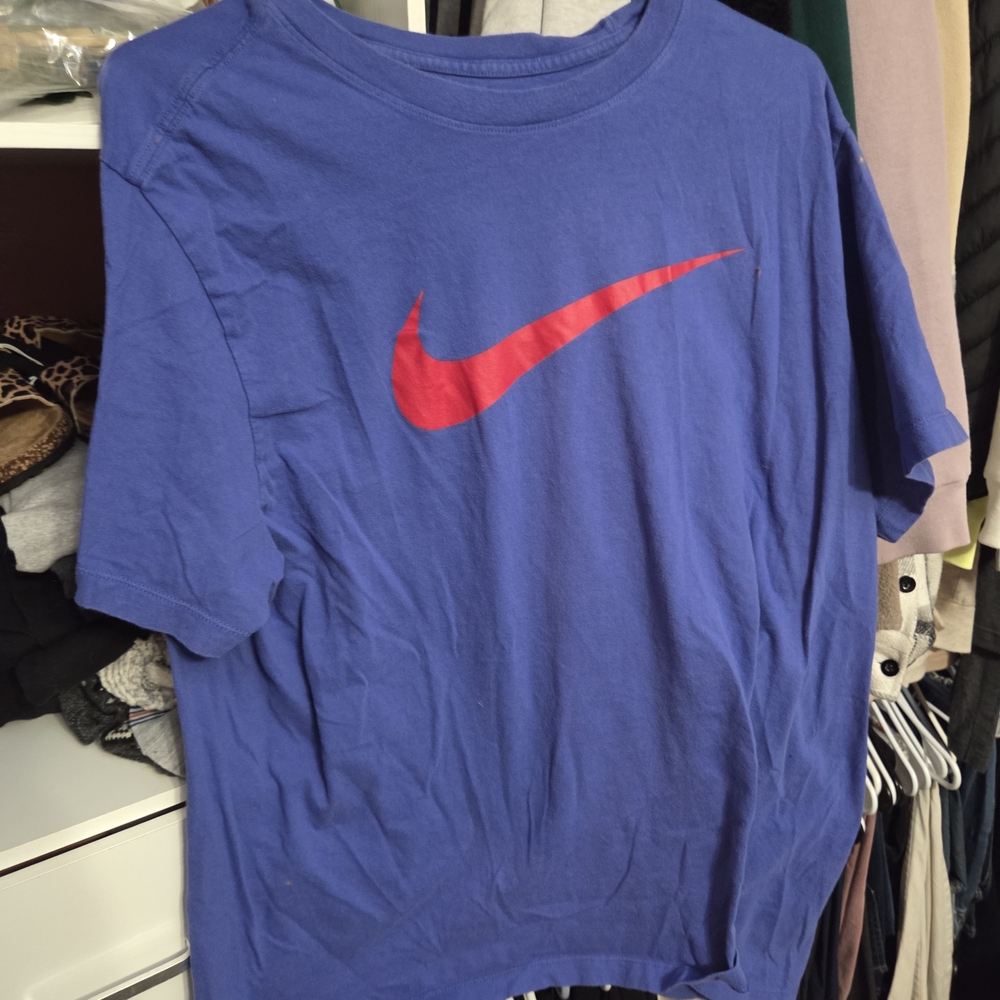 Nike Blue T-Shirt with Red Swoosh